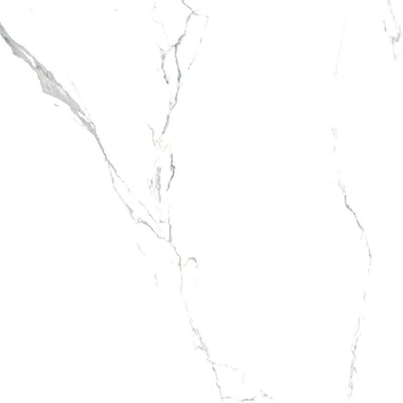 White marble-look tile design with fine grey veining