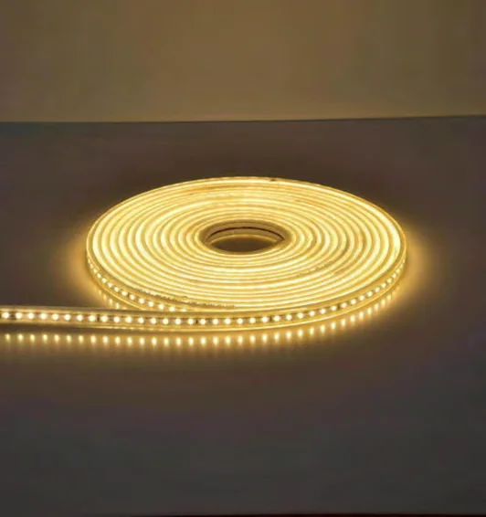 Coiled warm-coloured LED strip in the lighting catalogue