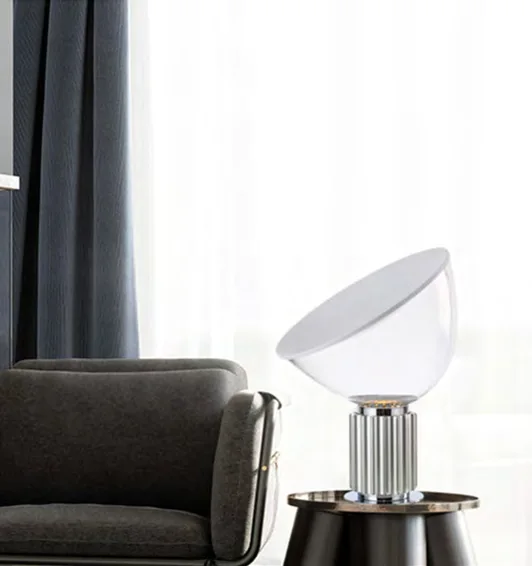 Table lamp on a bedside table in the lighting catalogue