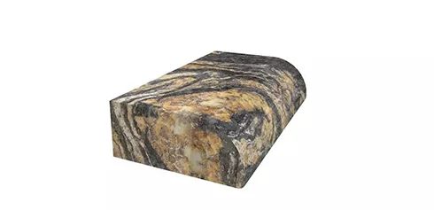 Stone edge sample with a rounded front face